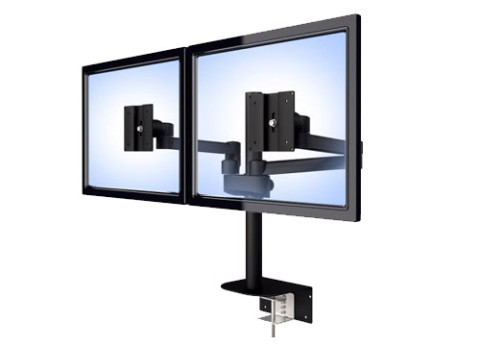 זרוע ארגונומית לשני מסכי מחשב אופקיים