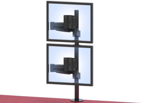 זרוע ארגונומית לשני מסכי מחשב אנכיים