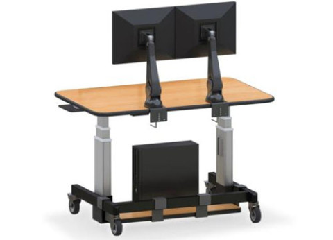 שולחן כתיבה מתכוונן חשמלי עם זרוע כפולה למסך מחשב