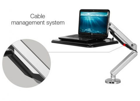 עמדת עבודה עמידה ישיבה ארגונומית למחשב נייד