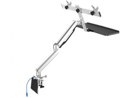 עמדת עבודה ישיבה עמידה לשני מסכים